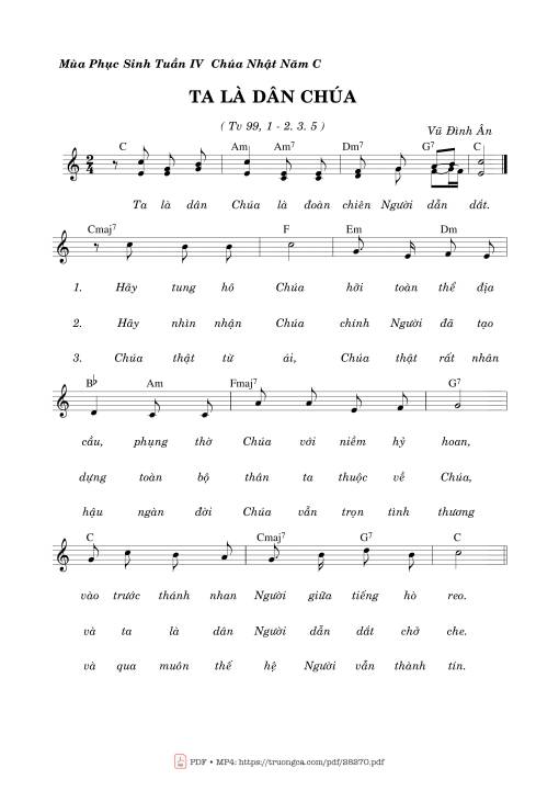 Sheet nhạc PDF bài Thánh Vịnh 99, Ta Là Dân Chúa