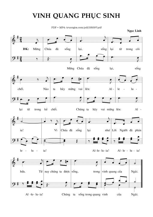 Sheet nhạc PDF bài Vinh Quang Phục Sinh