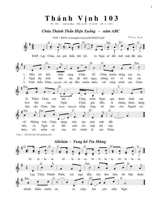 Thánh Vịnh 103, Chúa Thánh Thần Hiện Xuống