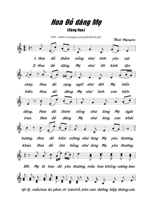Hoa Đỏ Dâng Mẹ