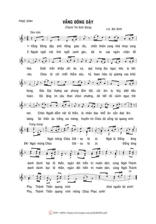 Sheet nhạc PDF bài Vầng Đông Dậy