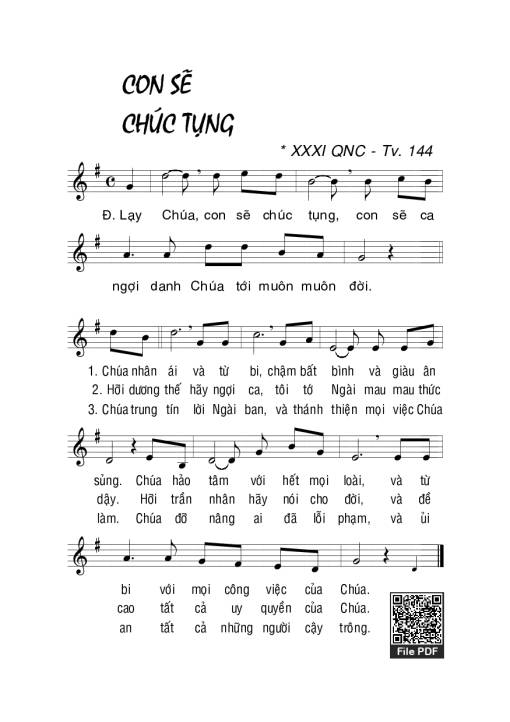 Thánh Vịnh 144, Con Sẽ Chúc Tụng