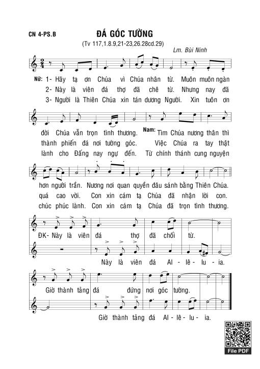 Sheet nhạc PDF bài Thánh Vịnh 117, Đá Góc Tường