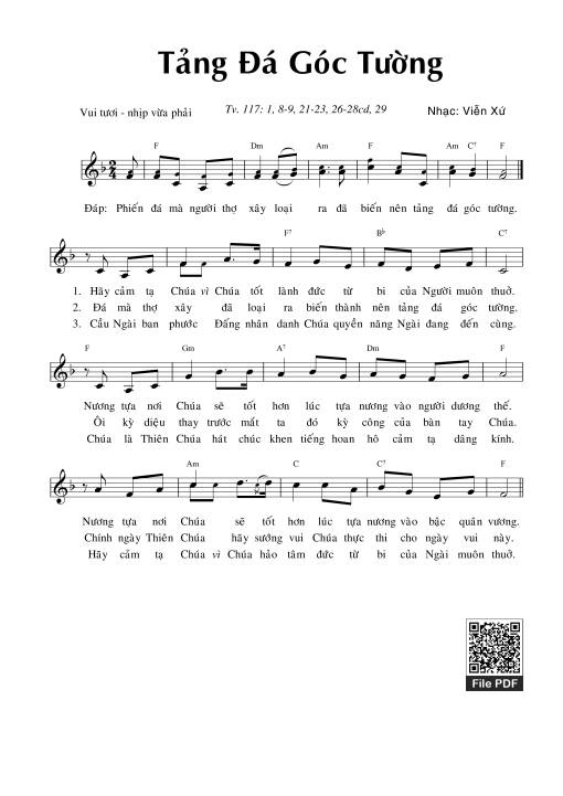 Sheet nhạc PDF bài Thánh Vịnh 177, Tảng Đá Góc Tường