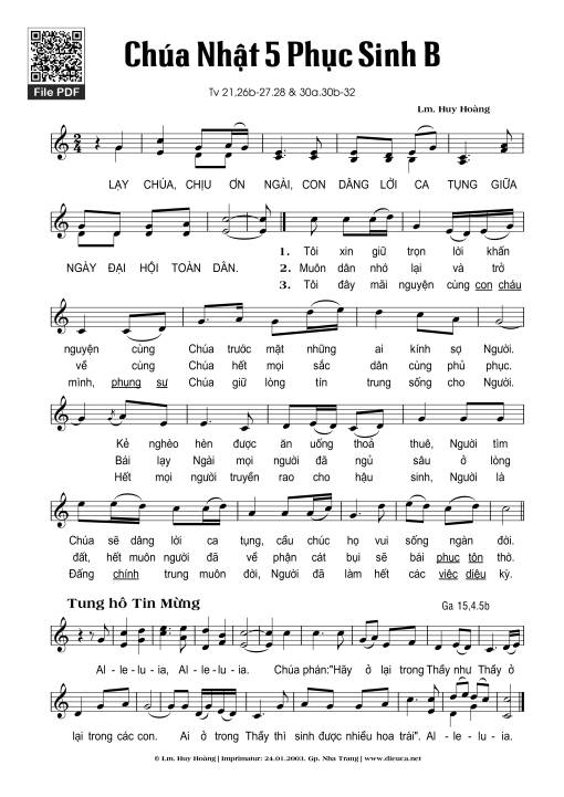 Thánh Vịnh 21, Chúa Nhật 5B Phục Sinh