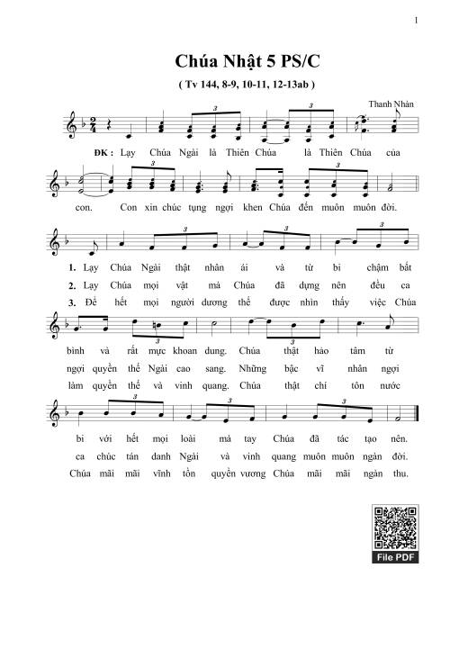 Thánh Vịnh 144, Chúa Nhật 5C Phục Sinh