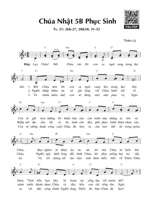 Thánh Vịnh 21, Chúa Nhật 5B Phục Sinh