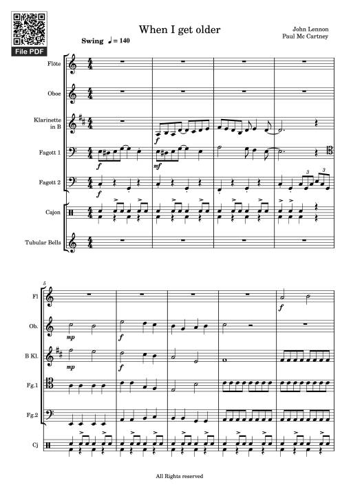 Sheet nhạc PDF bài When I get older Violin