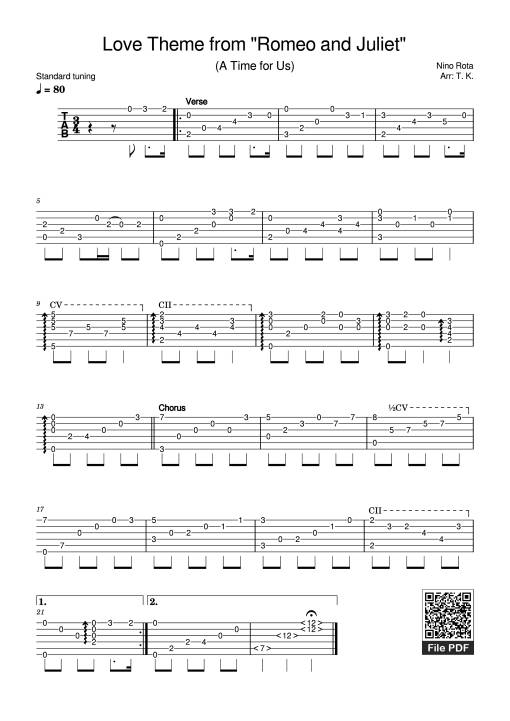 Love Theme from Romeo and Juliet Guitar TAB