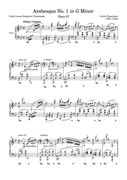 Arabesque No. 1 in G Minor Piano