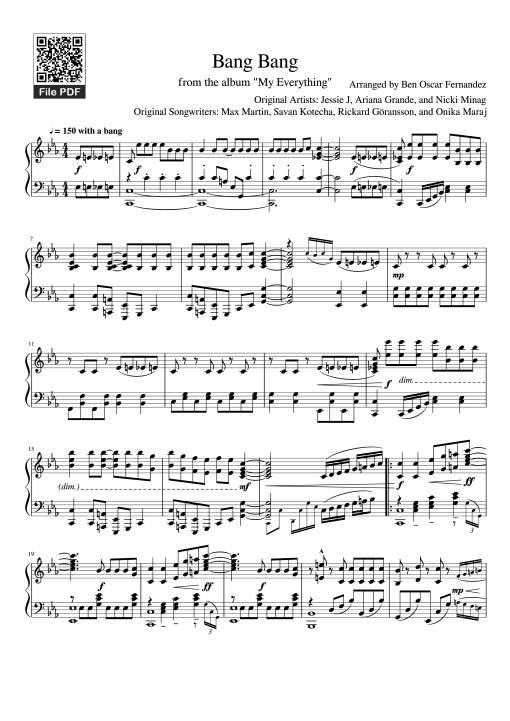 Sheet nhạc PDF bài Bang Bang Piano