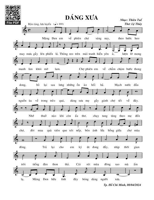 Sheet nhạc PDF bài Dáng xưa - Thiên Tuế
