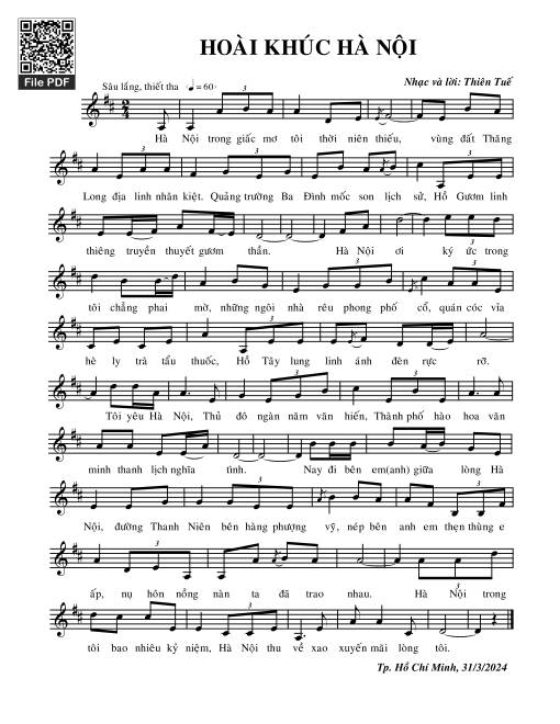 Sheet nhạc PDF bài Hoài khúc Hà Nội