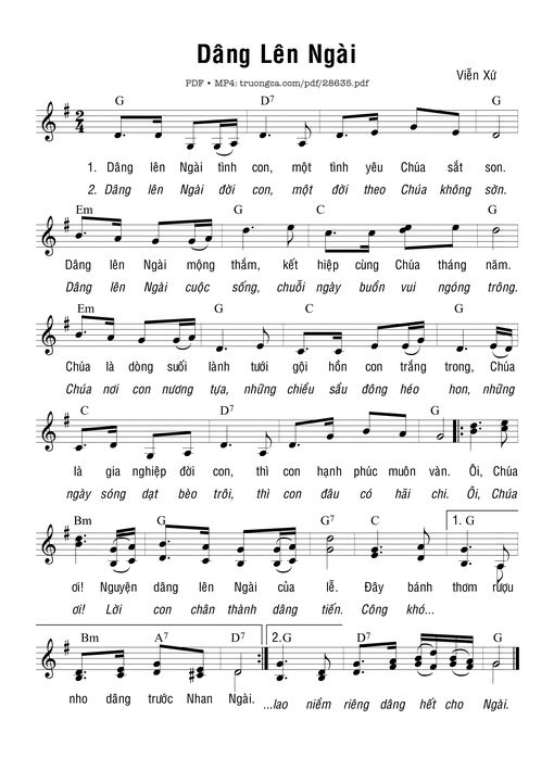 Sheet nhạc PDF bài Dâng Lên Ngài