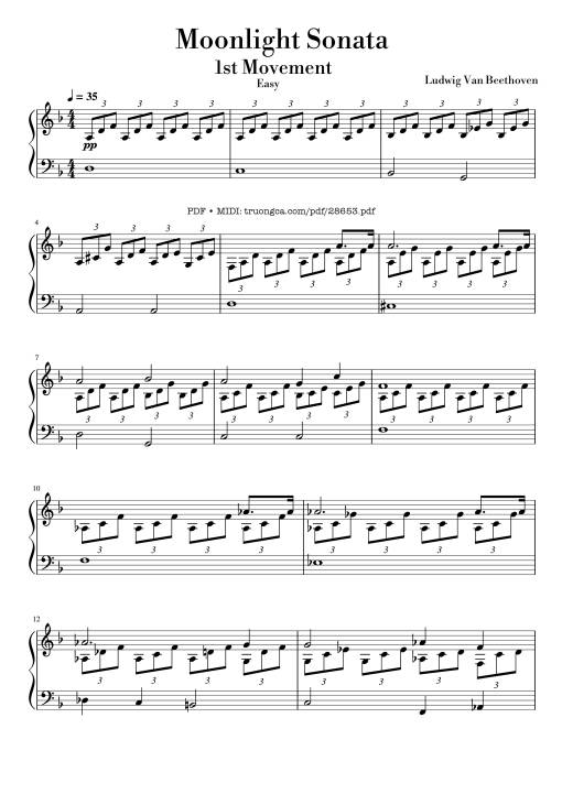 Moonlight Sonata 1st Movement Piano (Easy)