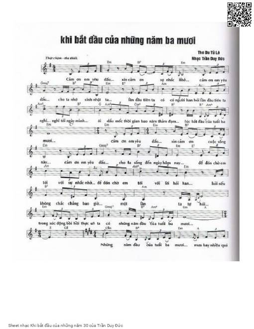 Sheet nhạc PDF bài Khi bắt đầu của những năm 30