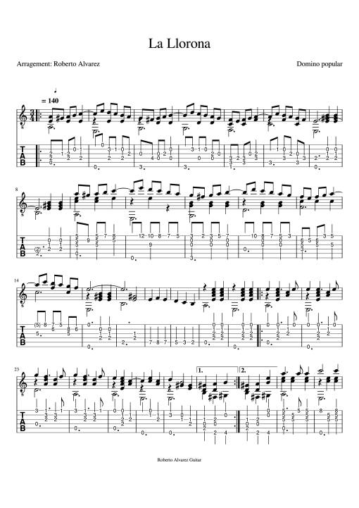 La Llorona Guitar TAB