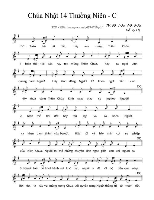 Thánh Vịnh 65, Chúa Nhật 14C Thường Niên