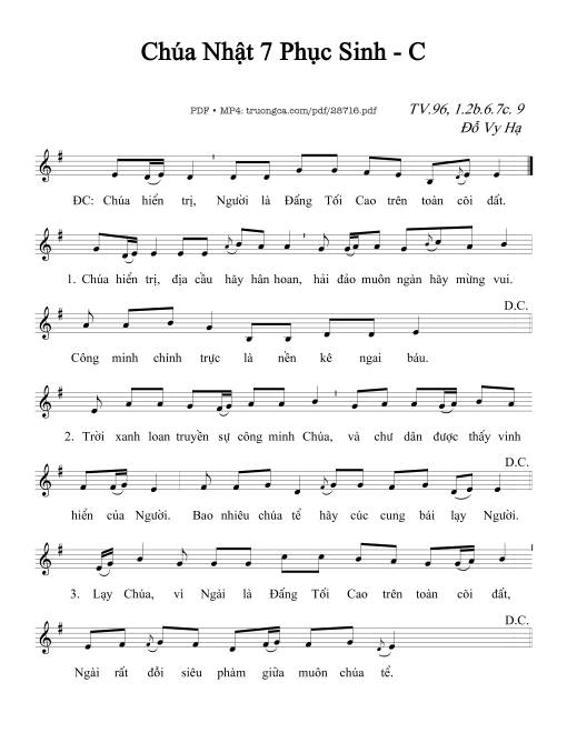 Thánh Vịnh 96, Chúa Nhật 7C Phục Sinh