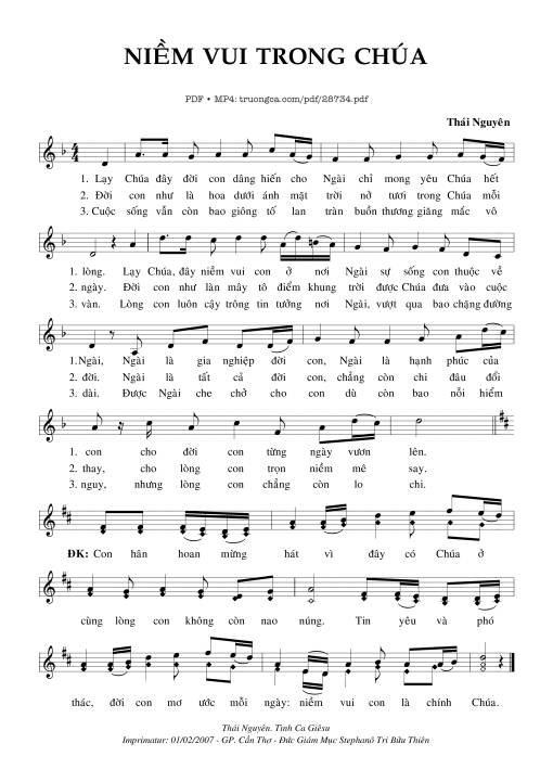 Sheet nhạc PDF bài Niềm Vui Trong Chúa