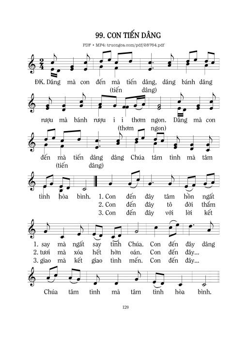Sheet nhạc PDF bài Con Tiến Dâng
