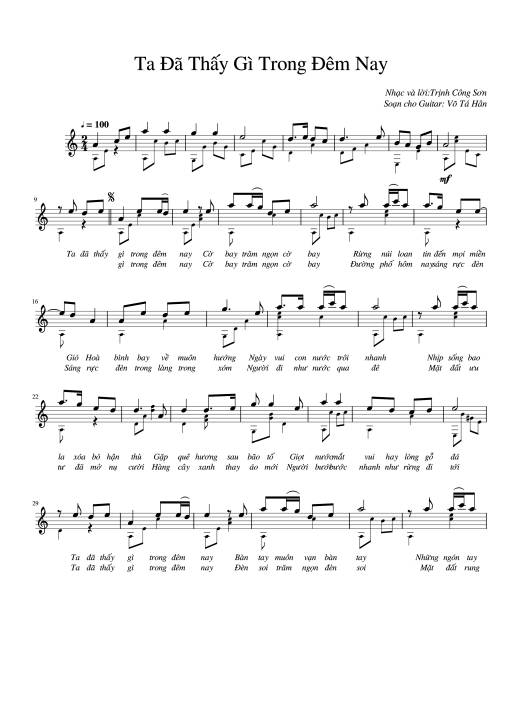 Ta Đã Thấy Gì Trong Đêm Nay Guitar TAB