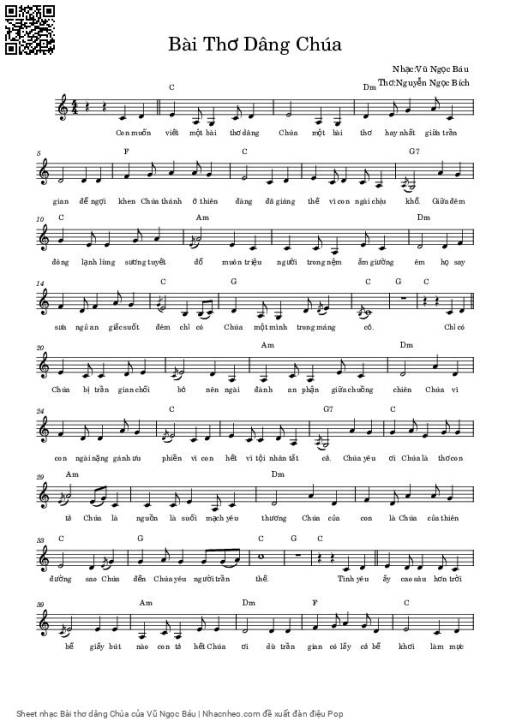 Sheet nhạc PDF bài Bài thơ dâng Chúa