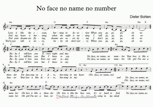 No Face No Name No Number