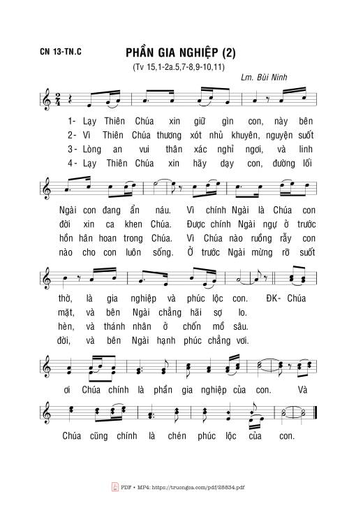 Sheet nhạc PDF bài Thánh Vịnh 15, Phần Gia Nghiệp Ii