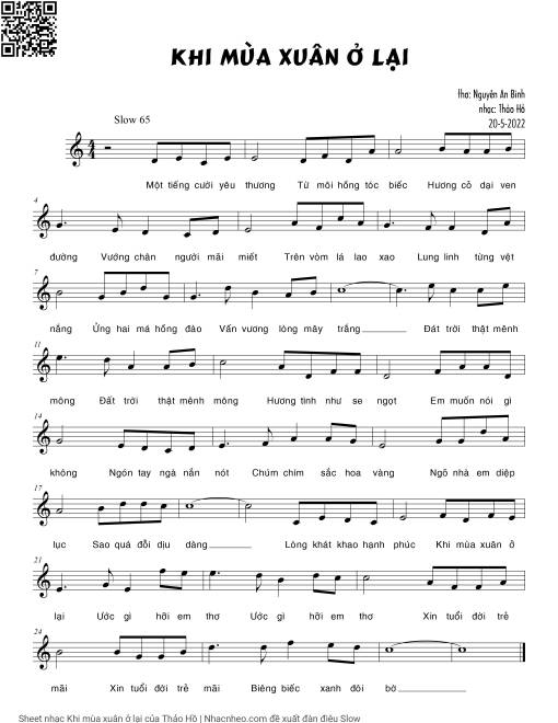 Sheet nhạc PDF bài Khi mùa xuân ở lại