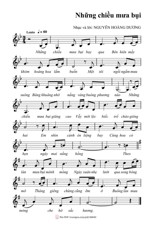 Sheet nhạc PDF bài Những chiều mưa bụi
