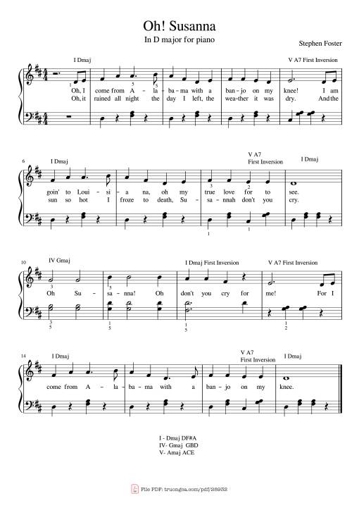 Oh! Susanna (don't you cry for me) Piano