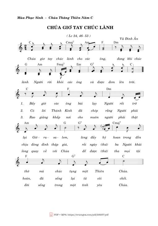 Sheet nhạc PDF bài Chúa Giơ Tay Chúc Lành
