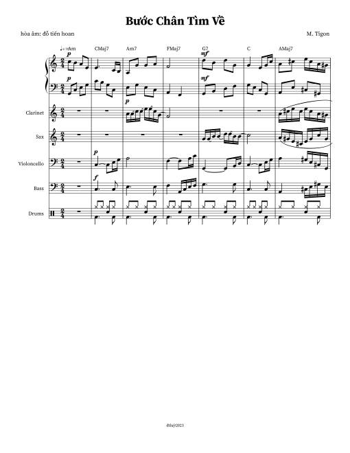 Sheet nhạc PDF bài Bước Chân Tìm Về (Kèn, Violin)