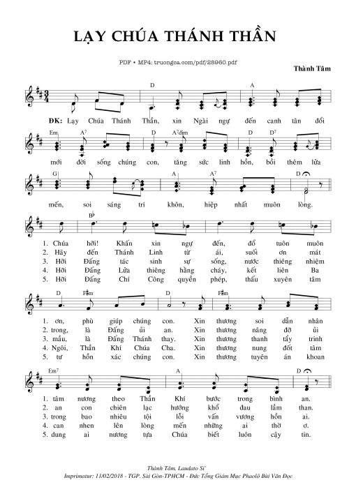 Lạy Chúa Thánh Thần