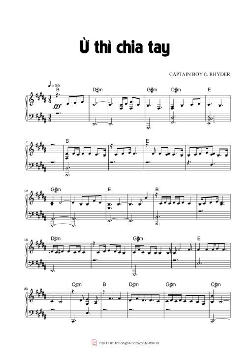 Sheet nhạc PDF bài Ừ thì chia tay Piano cover