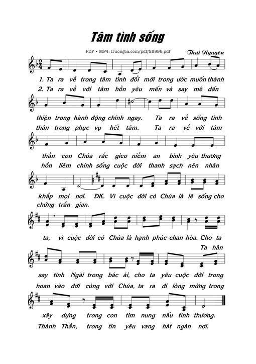 Sheet nhạc PDF bài Tâm Tình Sống