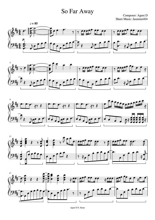 Sheet nhạc PDF bài So Far Away Piano