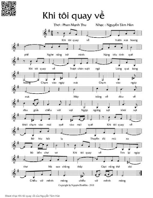 Sheet nhạc PDF bài Khi tôi quay về