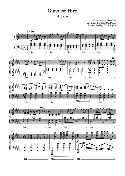 Sheet nhạc PDF bài Guns for Hire Piano