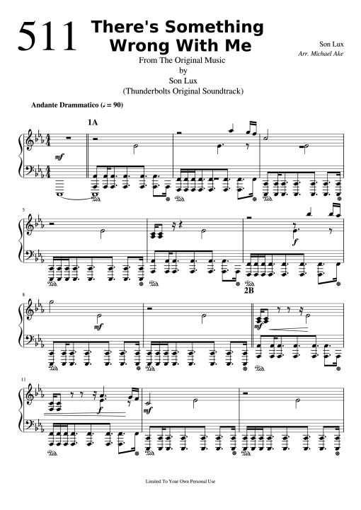 There's Something Wrong With Me Piano
