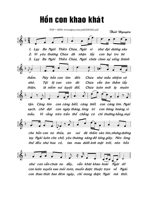 Sheet nhạc PDF bài Hồn Con Khao Khát