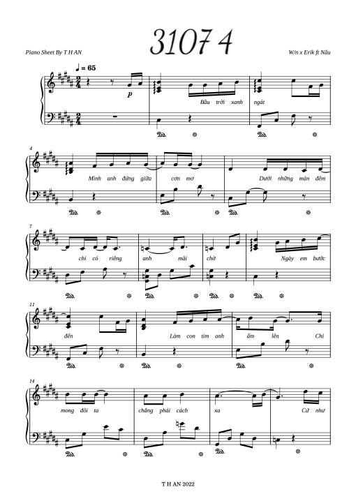 Sheet nhạc PDF bài 3107-4 W/n ft Erik, Nâu Piano