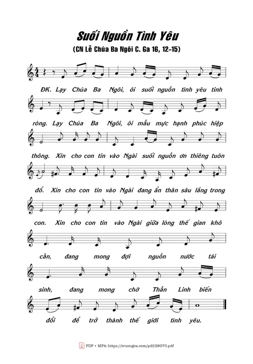 Sheet nhạc PDF bài Suối Nguồn Tình Yêu