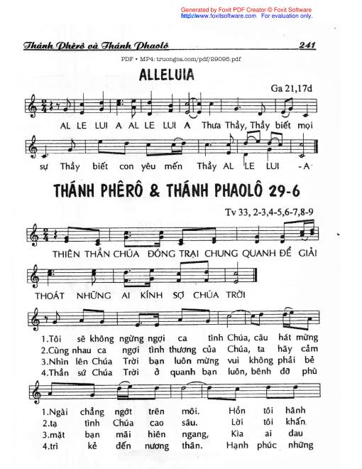 Thánh Vịnh 33, Thánh Phê-Rô Và Thánh Phao-Lô 29/6