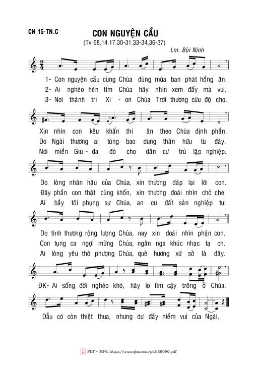 Sheet nhạc PDF bài Thánh Vịnh 68, Con Nguyện Cầu