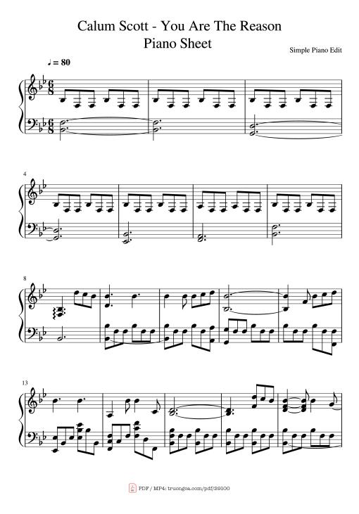 Calum Scott - You Are The Reason Piano Sheet