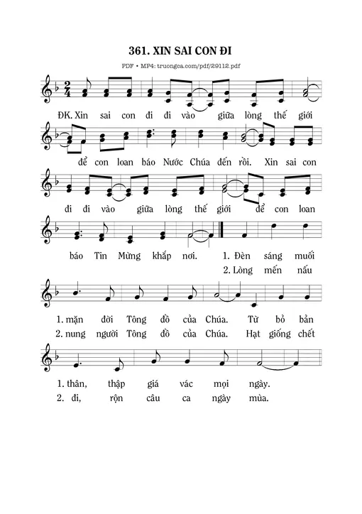 Sheet nhạc PDF bài Xin Sai Con Đi
