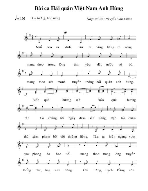 Sheet nhạc PDF bài Bài ca hải quân Việt Nam anh hùng