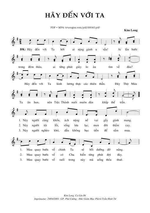 Sheet nhạc PDF bài Hãy Đến Với Ta